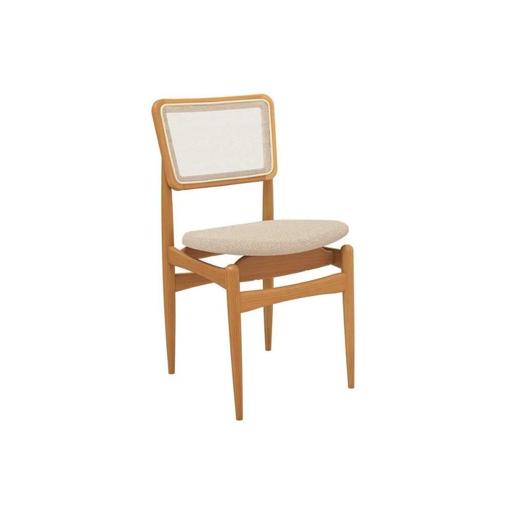 Cadeira Sala de Jantar Stela 1CMM013CA Premium Madeira Maciça 1 Un Carvalho/Linho Bege Argila/Tela Bege - Kappesberg