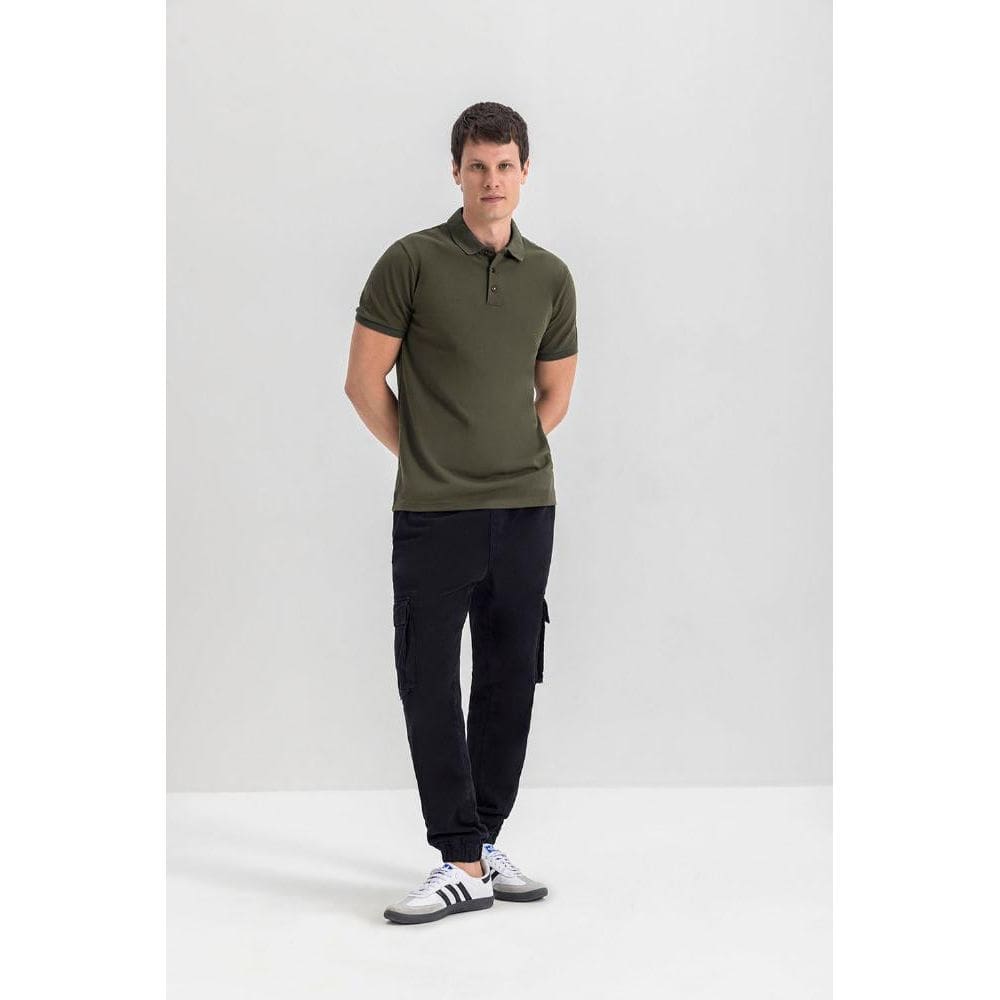 Camisa Polo Masculina Em Piquet Comfort Essendi Verde Escuro