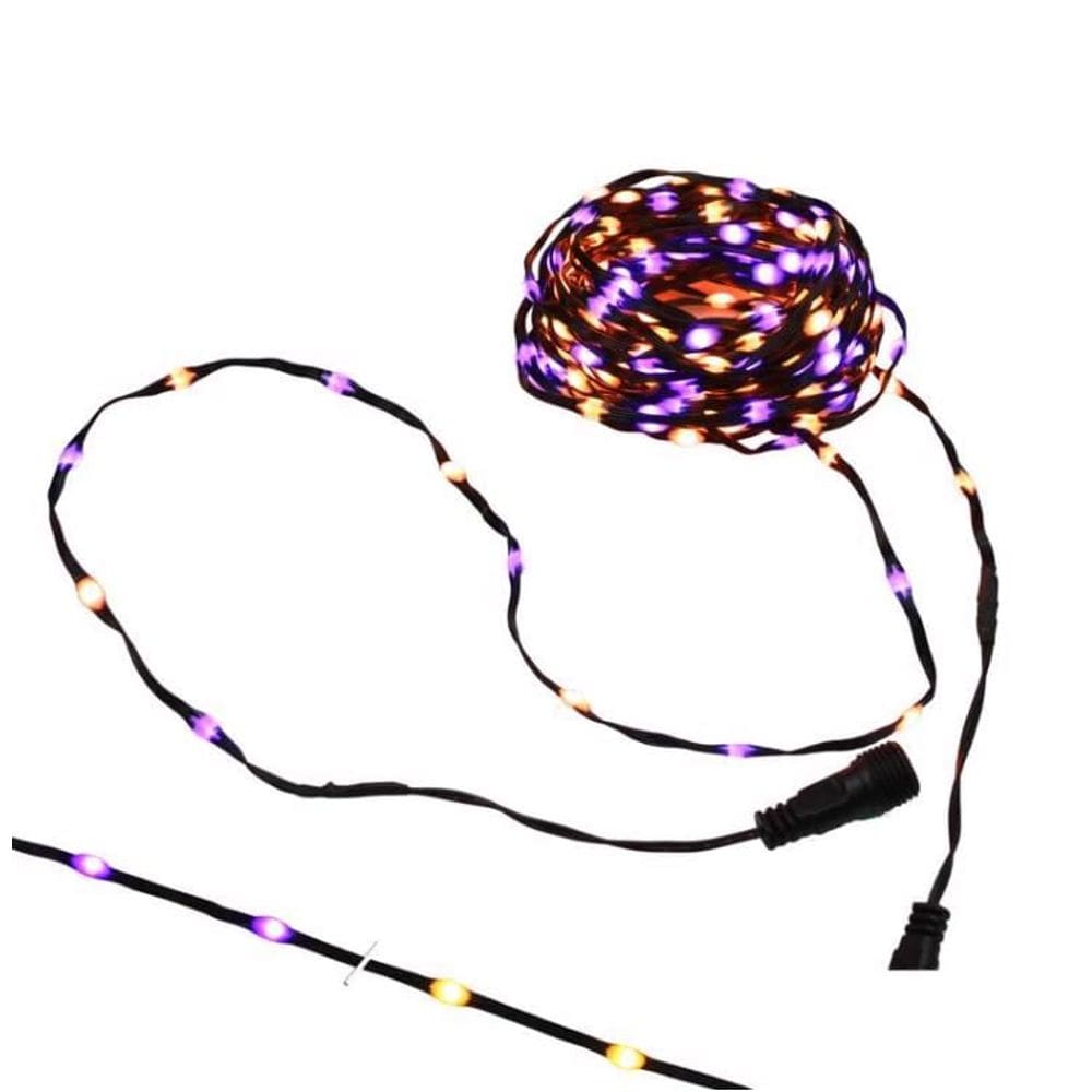 Luzes de fita LED para celebrações: 100 quilates, laranja/roxo, que mudam de cor