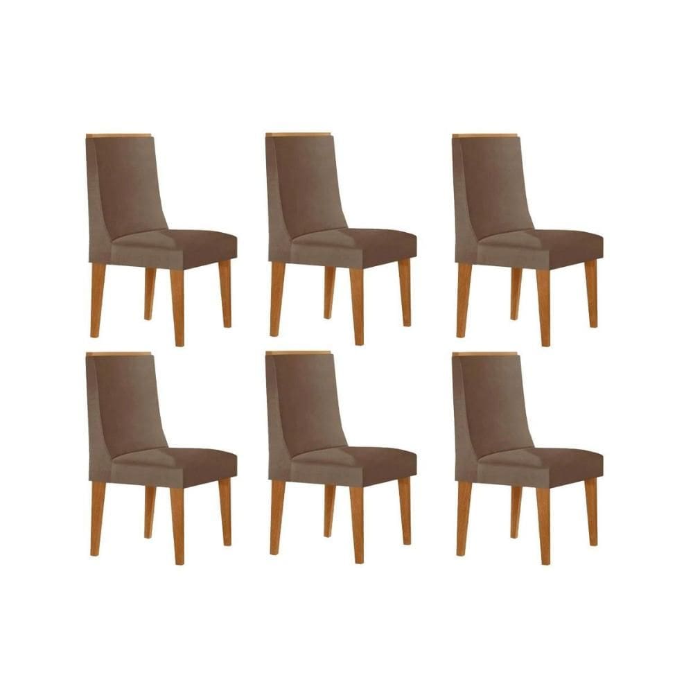 Cadeira Sala de Jantar Dakota Kit 6 Un Naturalle/Corano Capuccino - Rufato