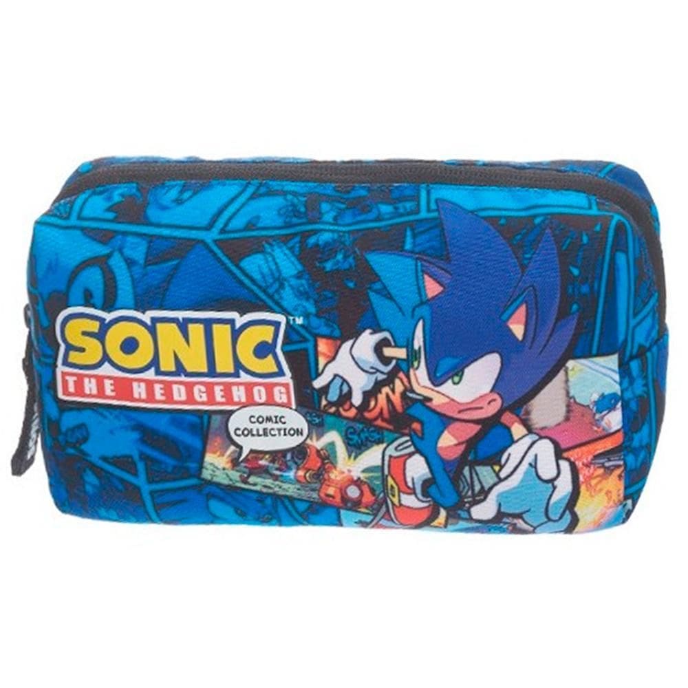 Estojo Escolar Sonic Necessaire Azul - Pacific 25x14x8 cm