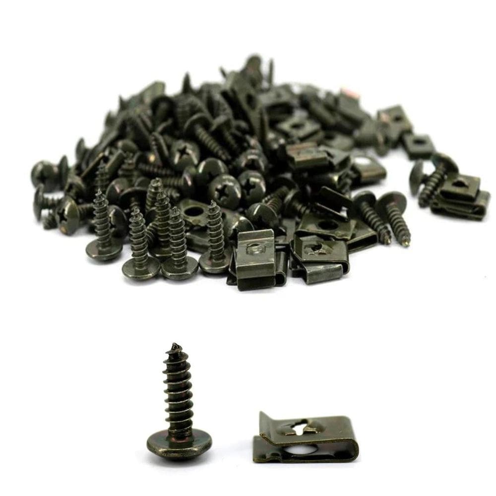 Kit 50 Grampos Presilhas E Parafusos Metal Arruela Rapida