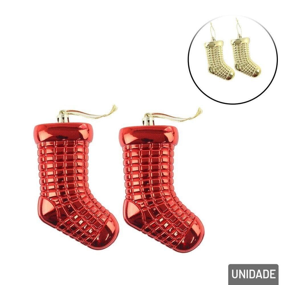 Pendente 2 Peças 12x6cm Bota Natal - Tudo em Caixa