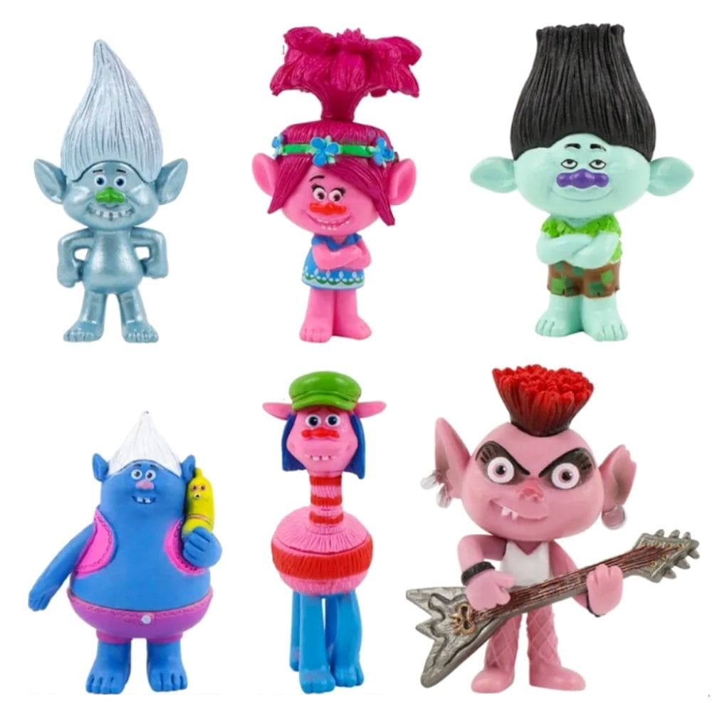 Kit 6 Bonecos Trolls Poppy Tronco Action Figure
