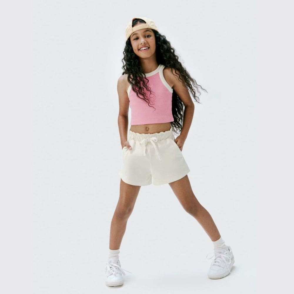 Blusa Regata Cropped Infantil Menina em Ribana Rosa - Hering