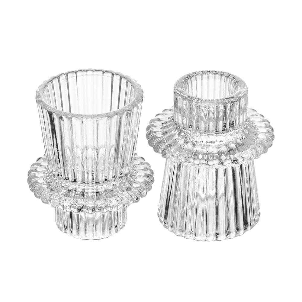 Candelabro Castiçal Porta Velas de Vidro 6x7cm CJ C/2 61933