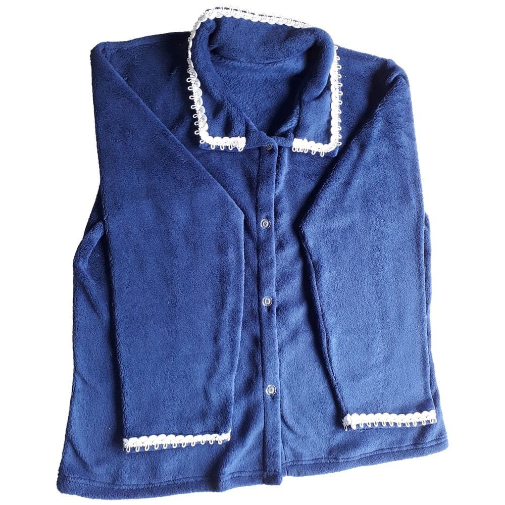 Pijama de Inverno Thamawey Aberto Feminino Fleece Azul