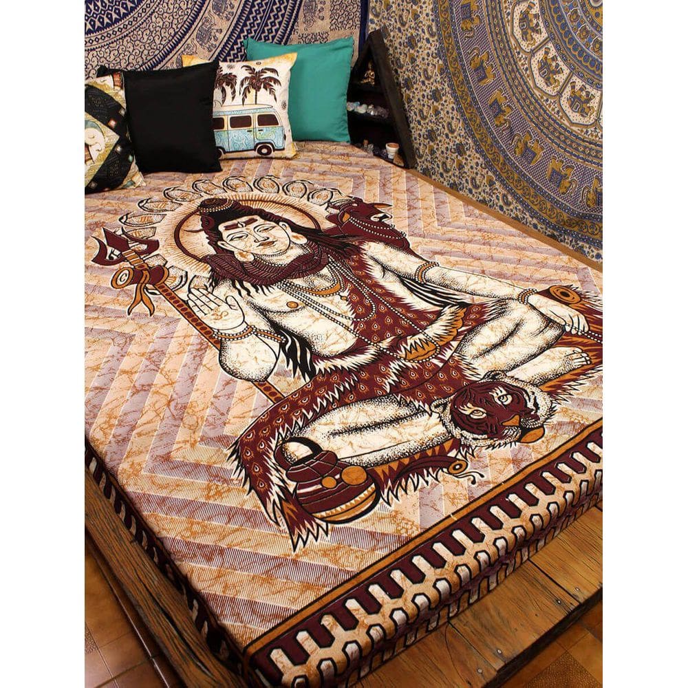 Colcha Estampada Indiana De Cama Casal Shiva