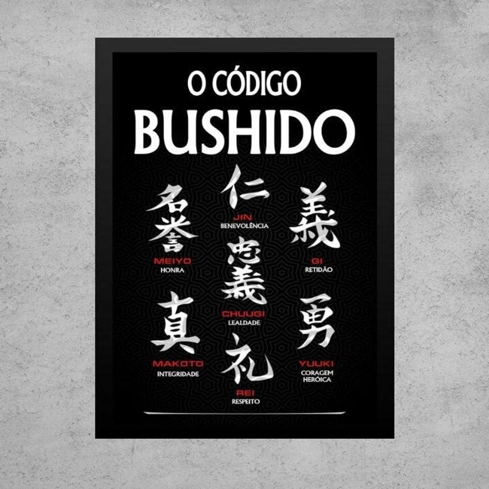 Quadro Código Bushido - 7 Virtudes Samurai 24X18Cm