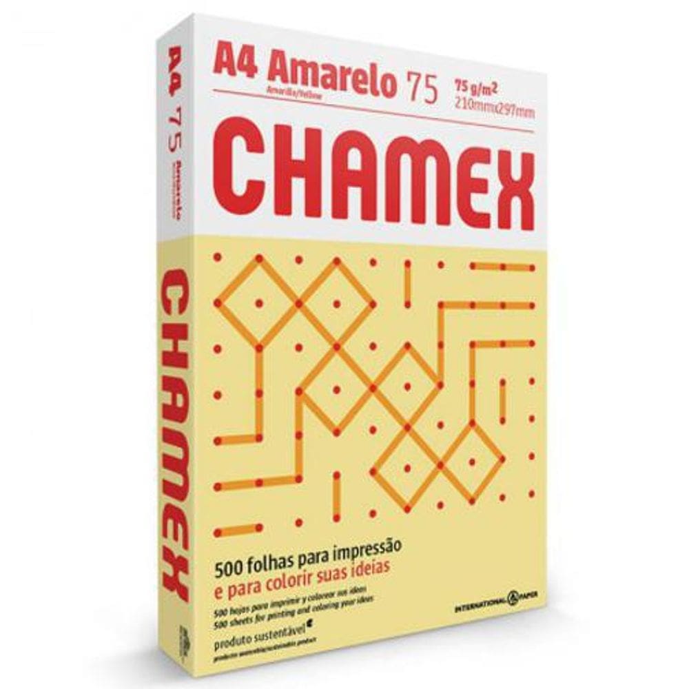Papel Sulfite A4 Amarelo 210X297 500 Folhas Colors Chamex