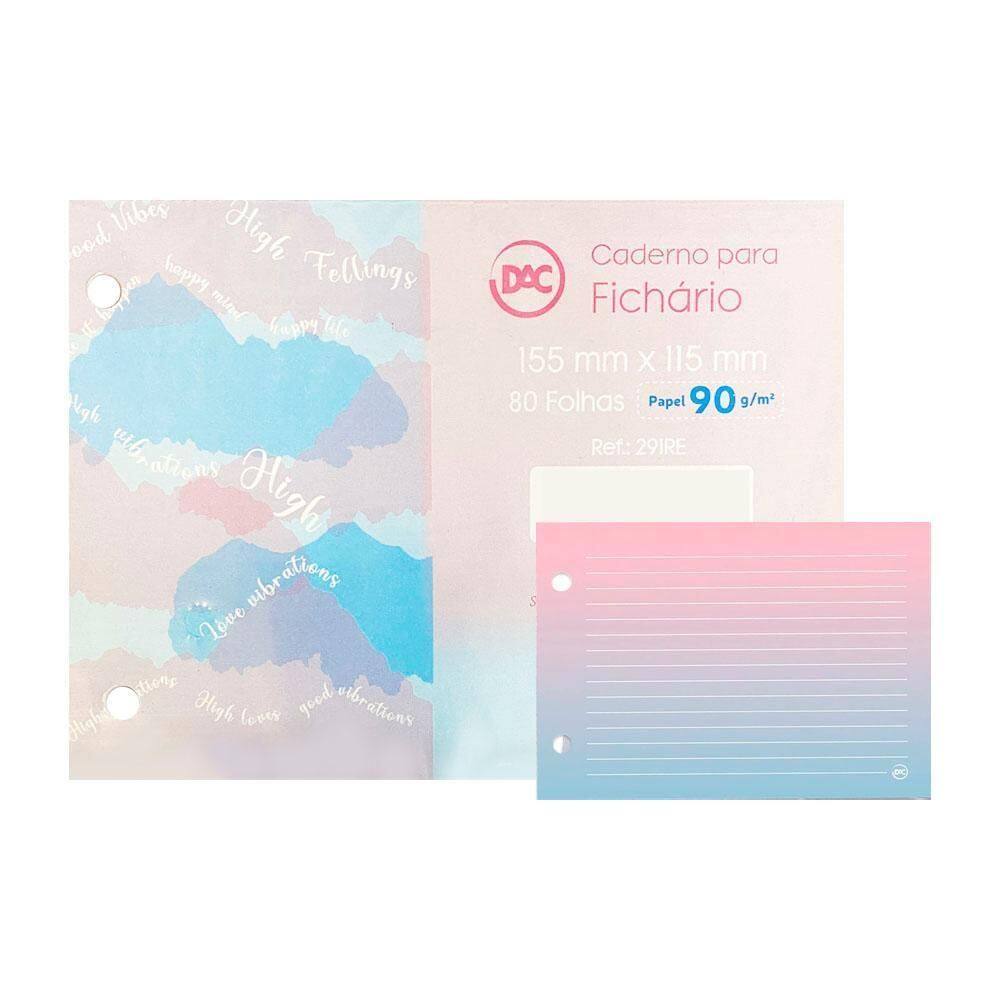 Refil Folhas Mini Fichário Horizontal 80Fls Rosa/Azul Dac