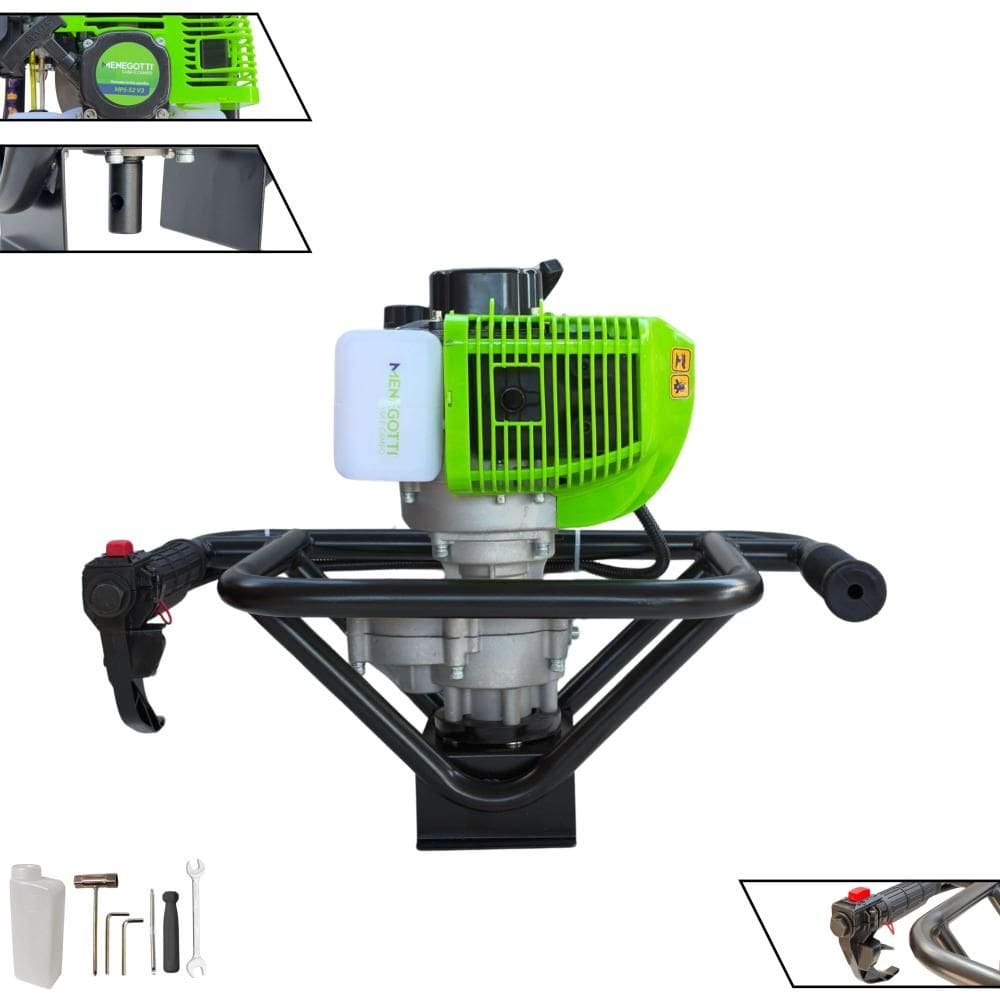 Perfurador de Solo Trado Motorizado Sem Broca Menegotti MPS52 À Gasolina 2T 52cc 1,8HP 9.000rpm Alta Performance Para Elevação de Cercas