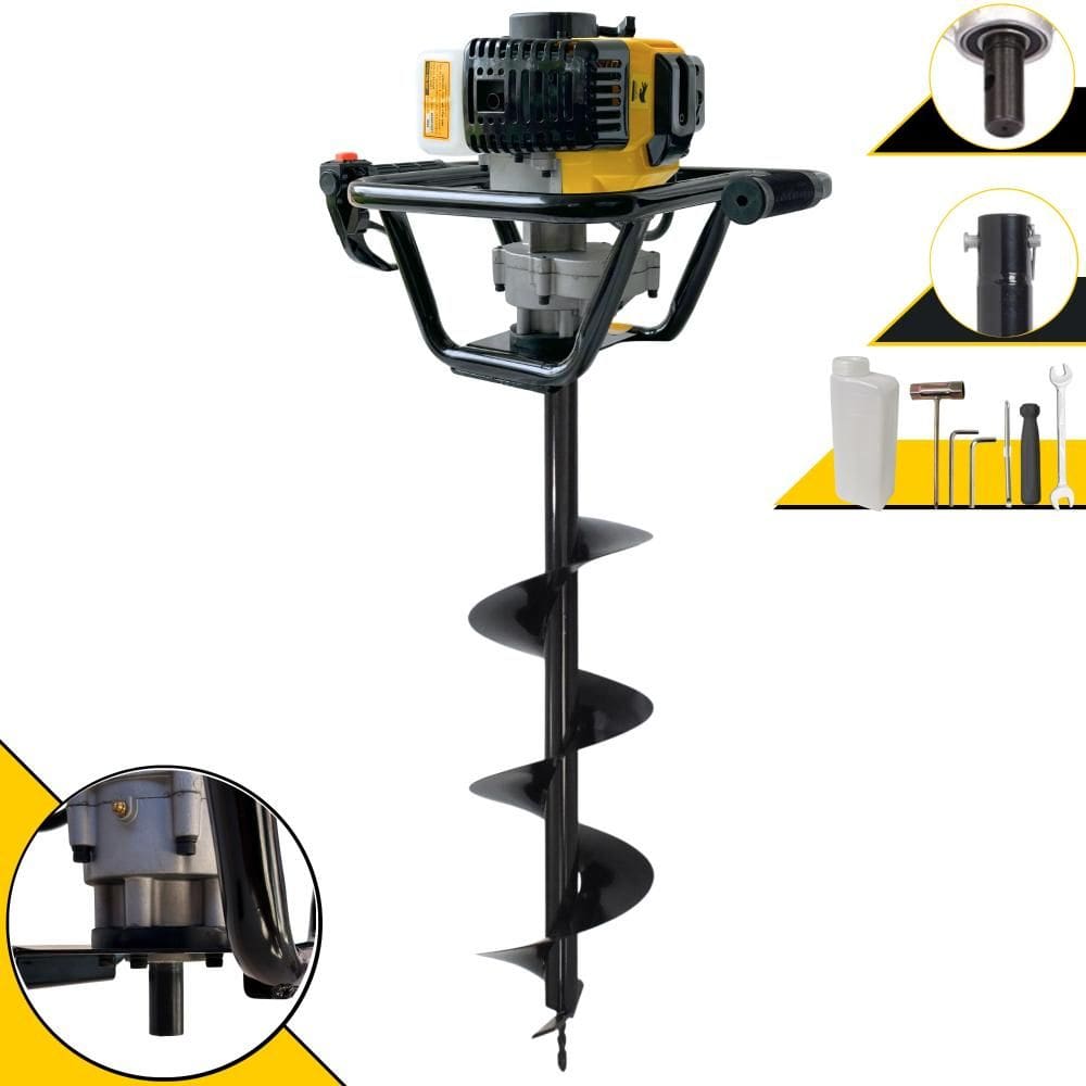 Trado Motorizado À Gasolina Lynus PSL517 52cc 1,8HP 9.000rpm Perfurador de Solo Profissional + Broca 80x20cm