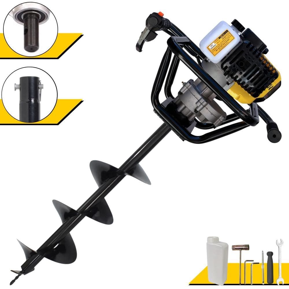 Perfurador de Solo Polaca Cavadeira Lynus PSL-517 À Gasolina 52cc 1,8HP Alta Rotação e Performance P/ Construção Civil + Broca 80x20cm