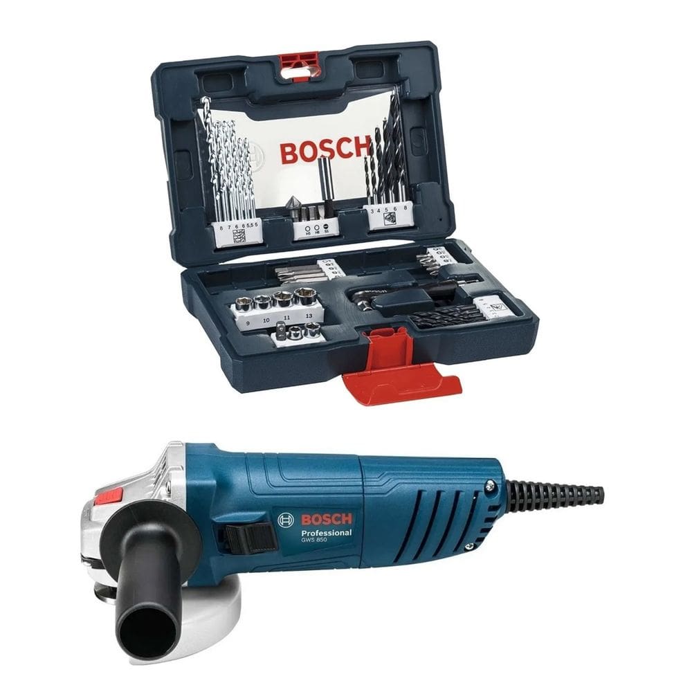Kit Esmerilhadeira Angular Bosch Gws 850 + Maleta de Pontas E Brocas
