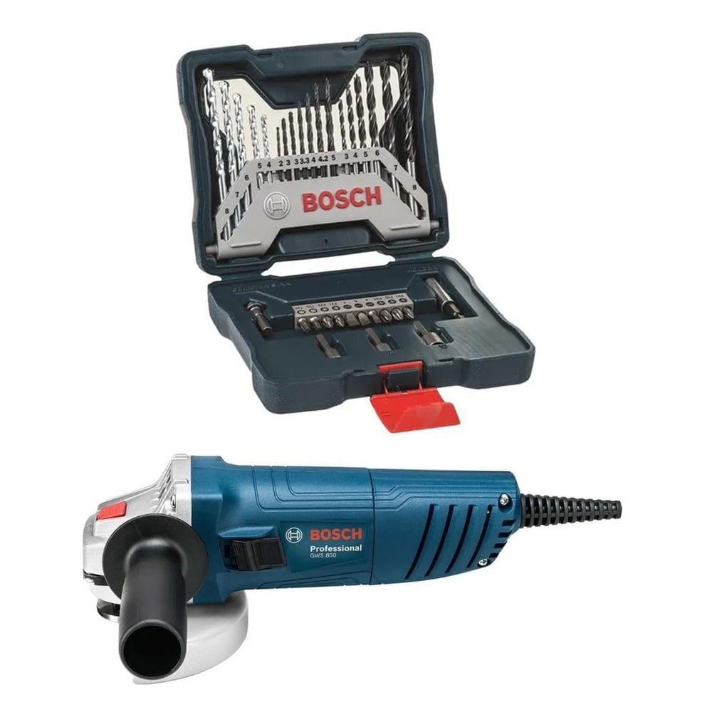Kit Esmerilhadeira Angular + Maleta De Brocas Bosch 33 Peças