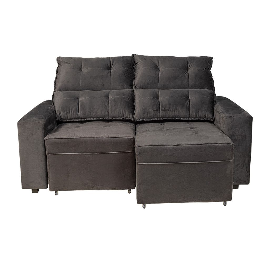 Sofa Reclinavel 2 Lugares 1,80m Qatar Veludo Marrom com 4 Posicoes Espuma D23 para Sala de Estar