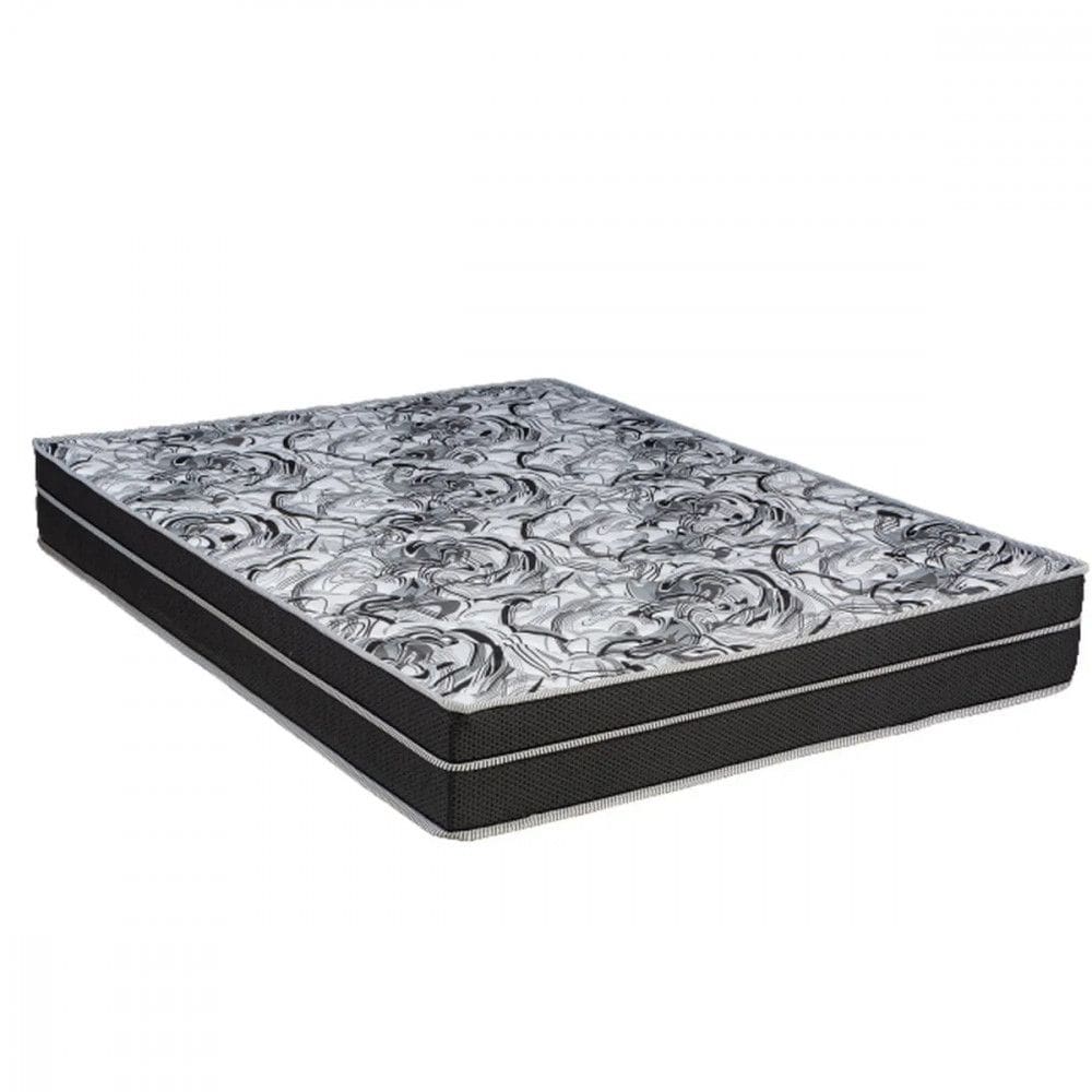 Colchao Queen Size Molas Ensacadas D28 Suporta 100kg Antiderrapante Cinza Floral