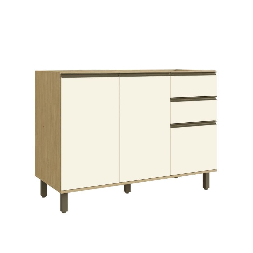 Balcao Para Pia Nova Dubai  2 Portas 3 Gavetas MDF 120cm  Casamia