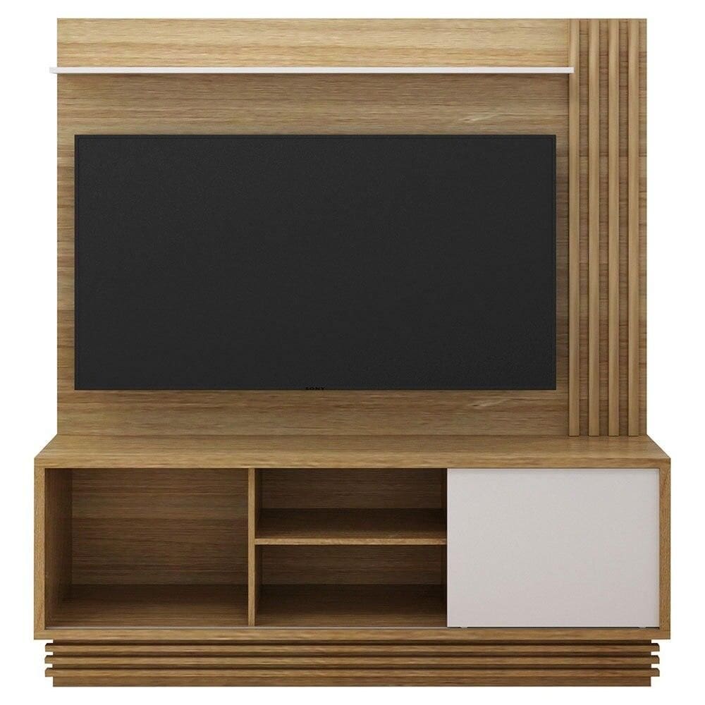 Rack com Painel para TV até 42 polegadas Tecno Mobili HO1005, Amêndoa e Off-White