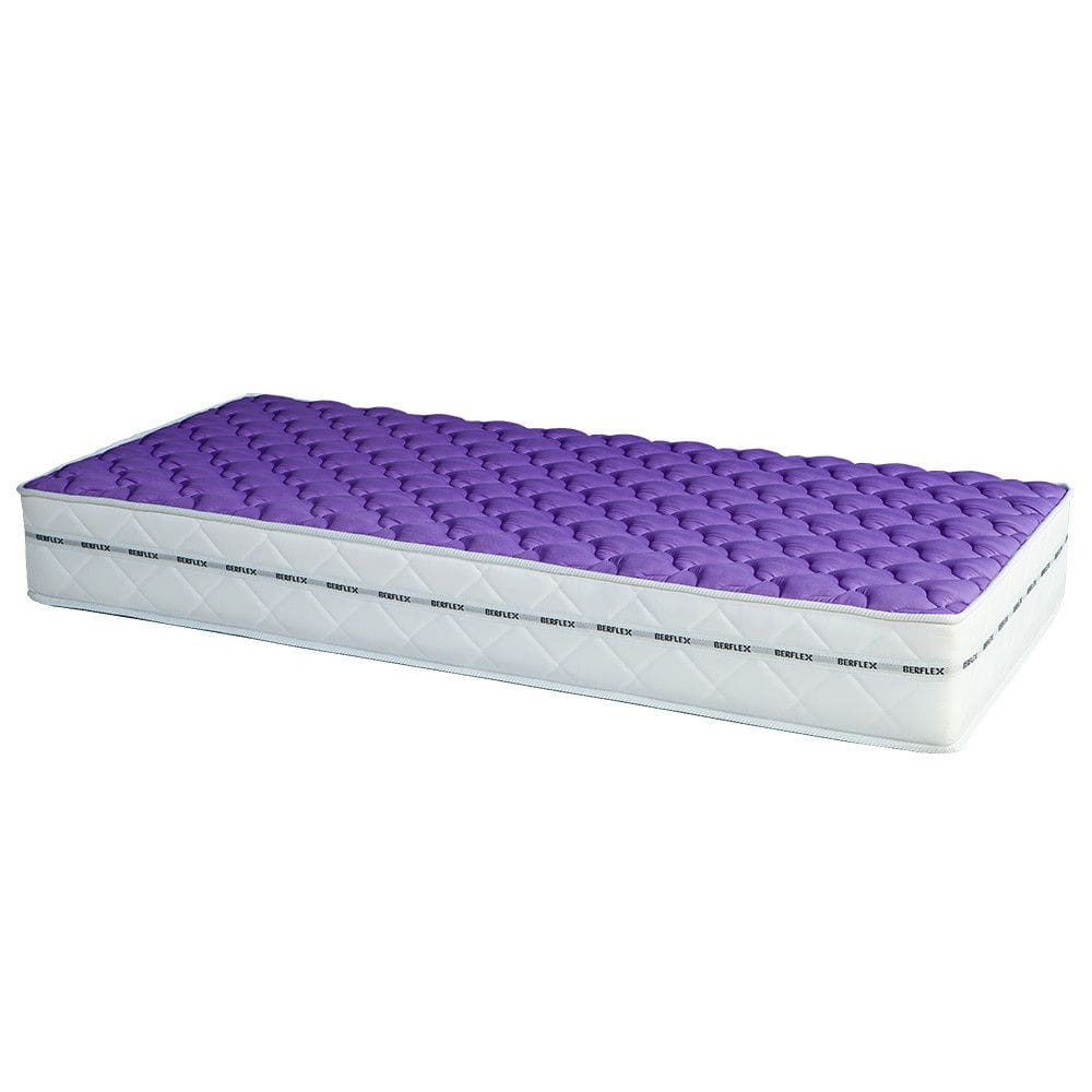 Colchao Solteiro Infantil Molas Ensacadas D26 Mili New 88x188cm Suporta 75kg Branco e Lilas INMETRO
