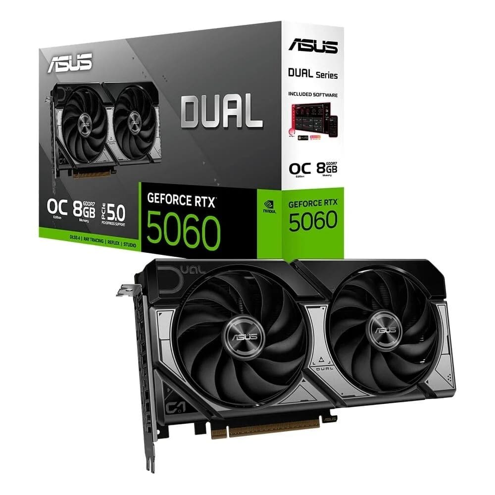 Placa de Vídeo ASUS DUAL RTX 5060 O8G NVIDIA GeForce, 8GB GDDR7