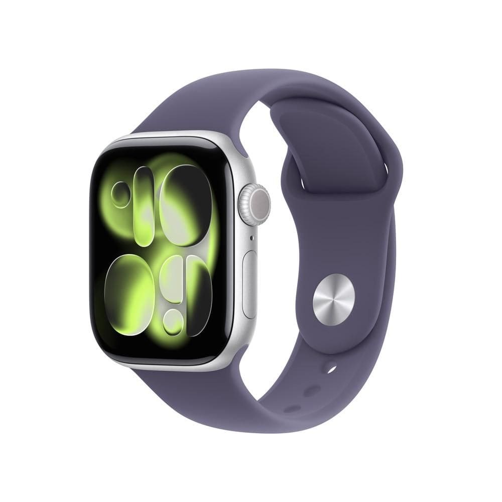 Apple Watch Series 11 GPS + Cellular - Caixa prateada de alumínio – 42 mm - Pulseira esportiva roxo-névoa – M/G