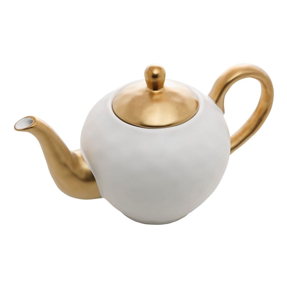 Bule Para Café/Chá de Porcelana Branco/Dourado Dubai 1 Litro Wolff