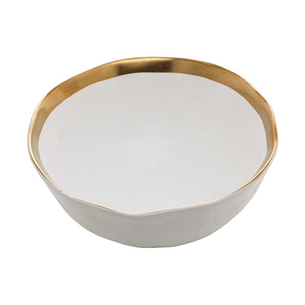Bowl Cumbuca de Porcelana Branco/Dourado Dubai 15x7cm Wolff