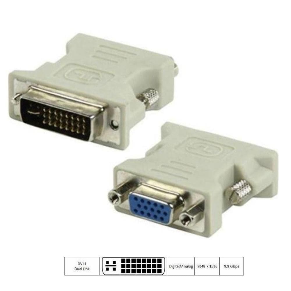 Adaptador Dvi-I Dual Link 24+5 Pinos Macho Para Vga Fêmea