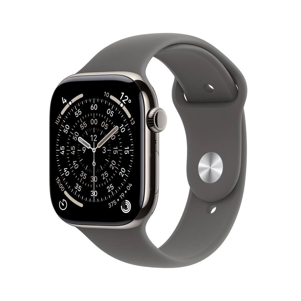 Apple Watch Series 11 GPS + Cellular - Caixa natural de titânio – 46 mm - Pulseira esportiva cinza-pedra – P/M