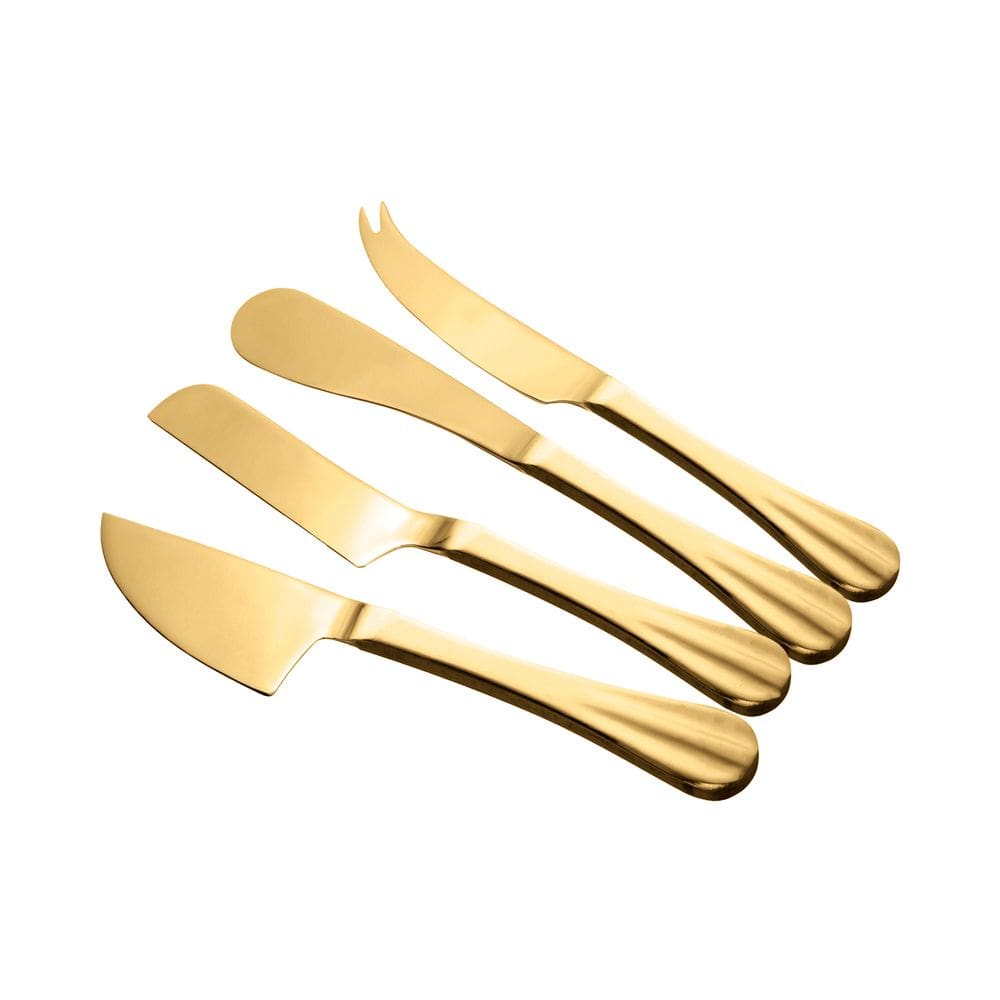 Conjunto 4 Facas Aço Inox Para Queijos Positano Dourado Lyor