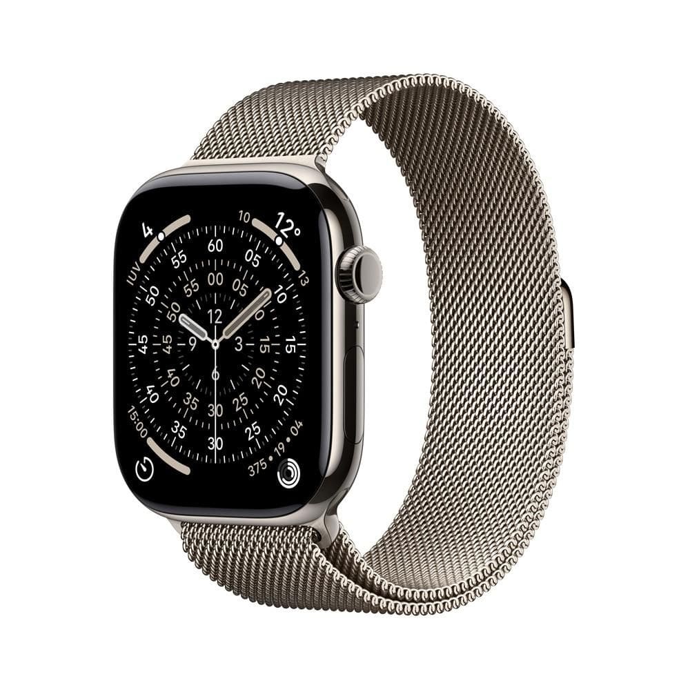 Apple Watch Series 11 GPS + Cellular - Caixa natural de titânio – 46 mm - Pulseira natural estilo milanês – M/G