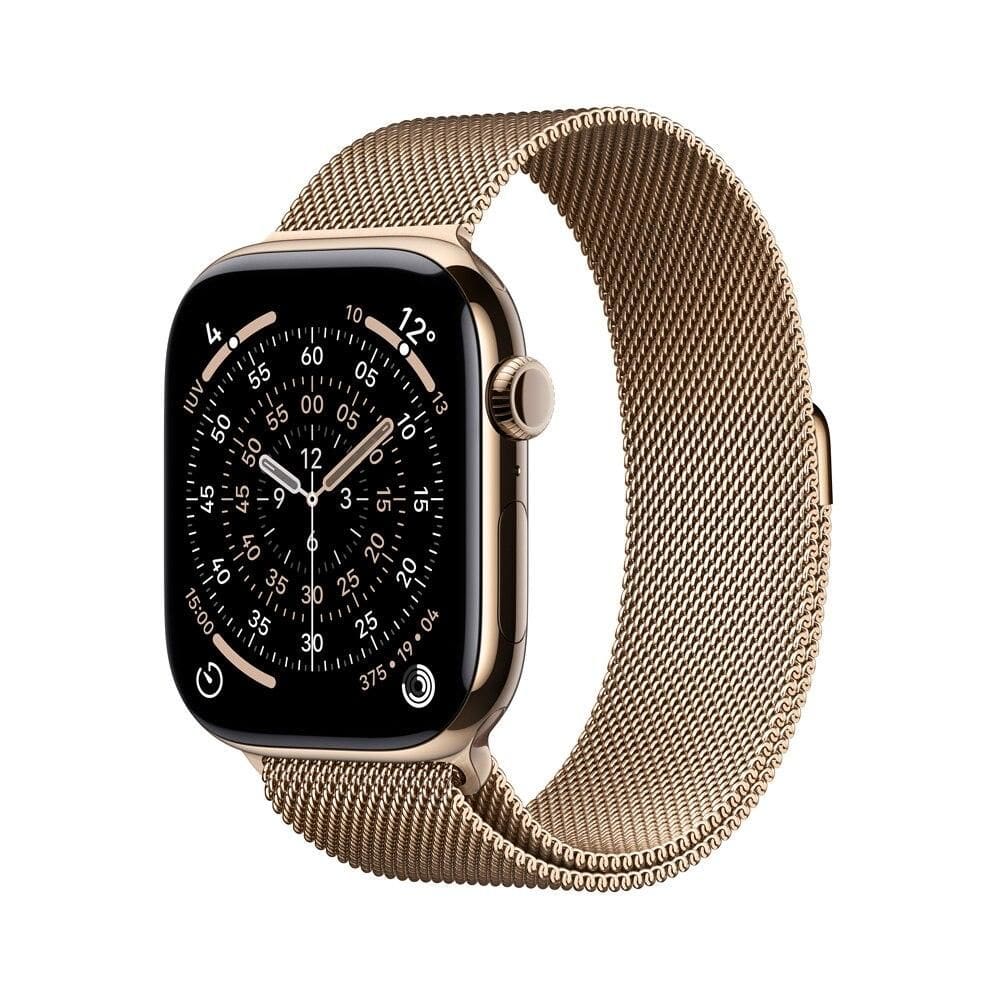 Apple Watch Series 11 GPS + Cellular - Caixa dourada de titânio – 46 mm - Pulseira dourada estilo milanês – P/M