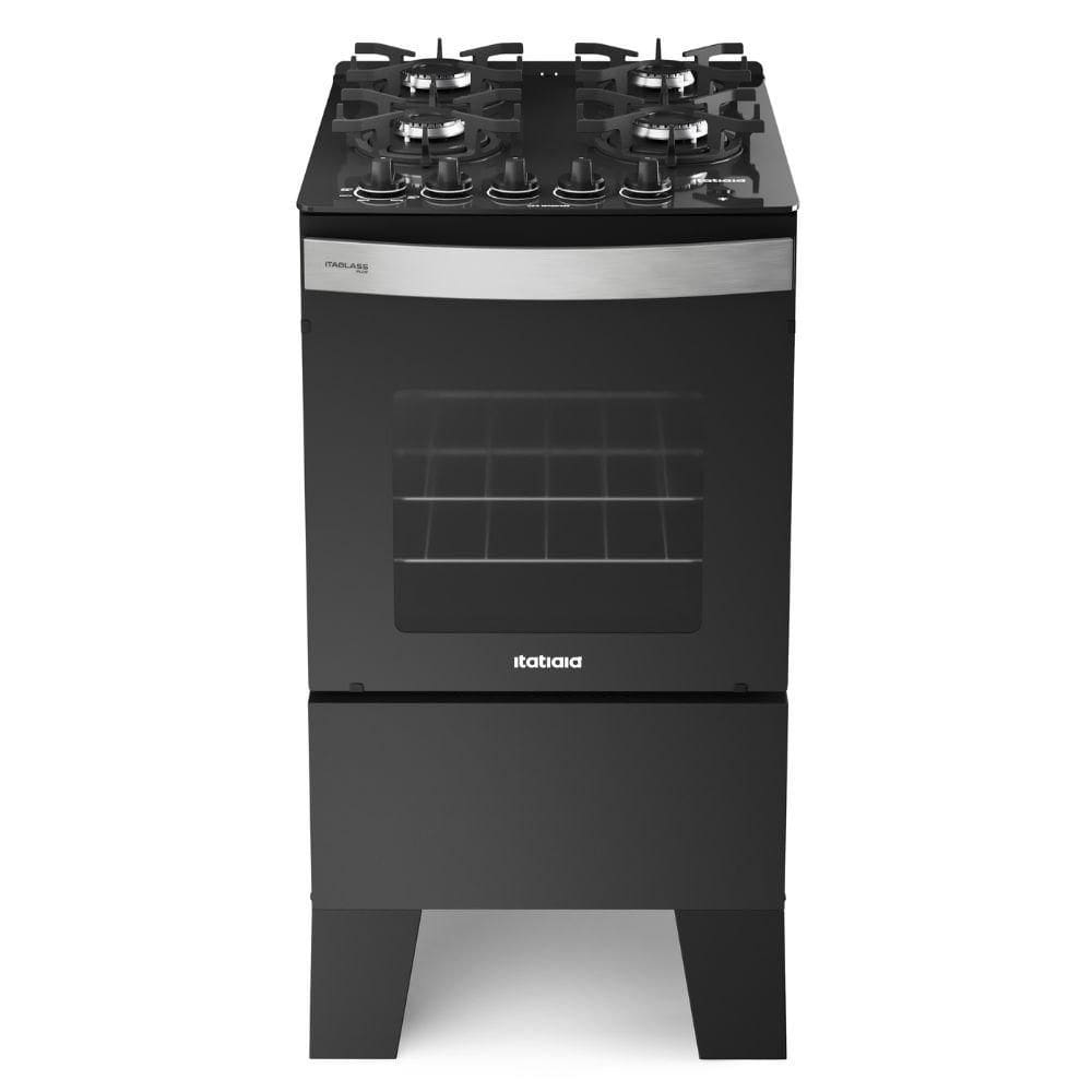 Fogão 4 Bocas Mesa de Vidro Automático Itaglass Plus Preto