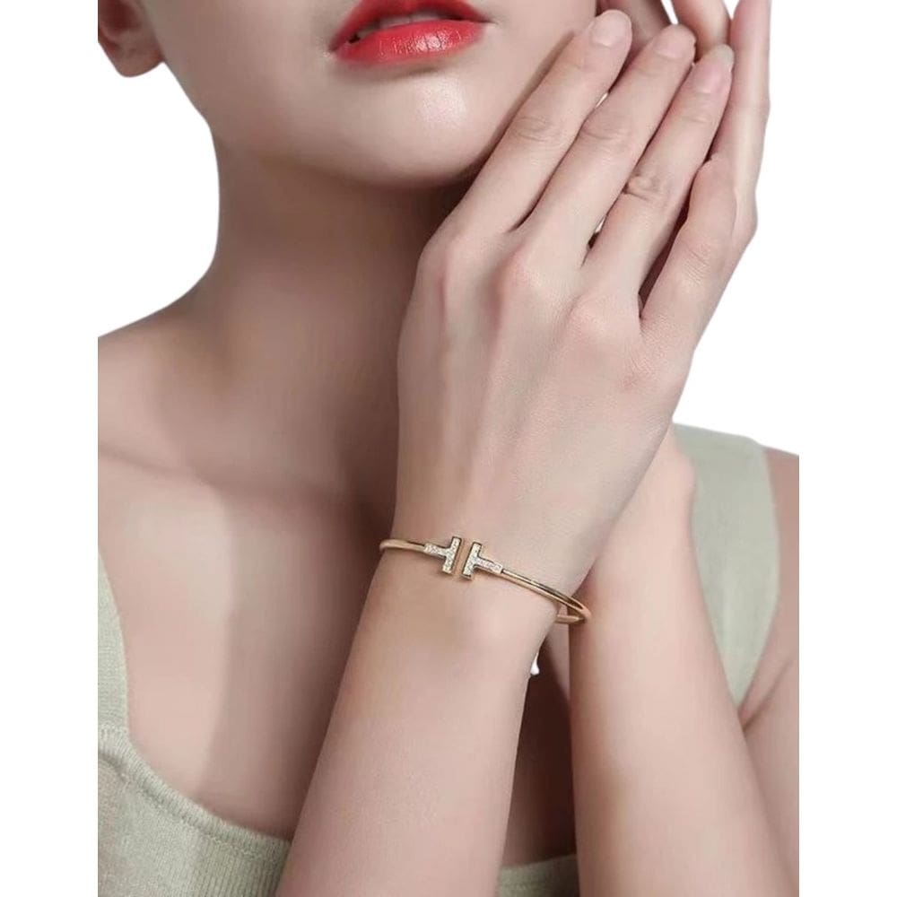 Bracelete Feminino Strass Pérola Pulseira Aberta Joia Luxo