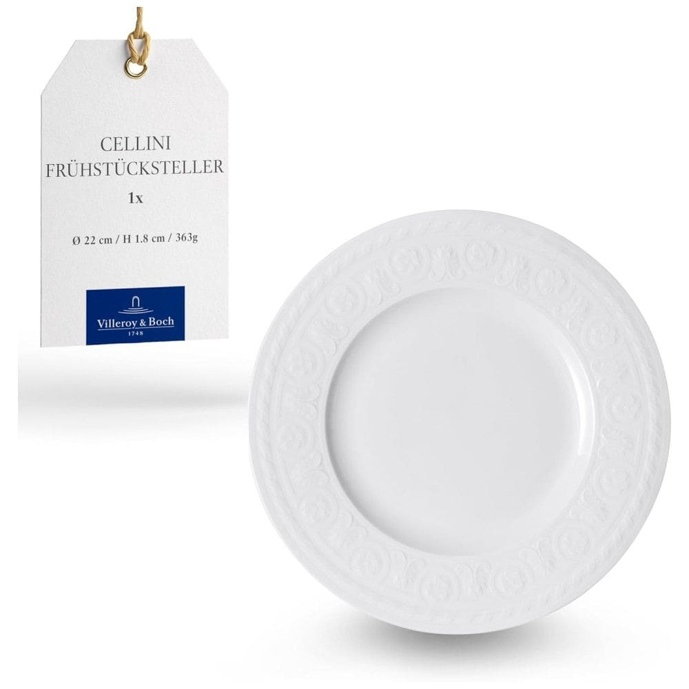 Prato para Salada ou Aperitivo de 22 cm, Mais Elegância em Sua Mesa com Estilo Clássico, Formato Redondo e Material de Porcelana