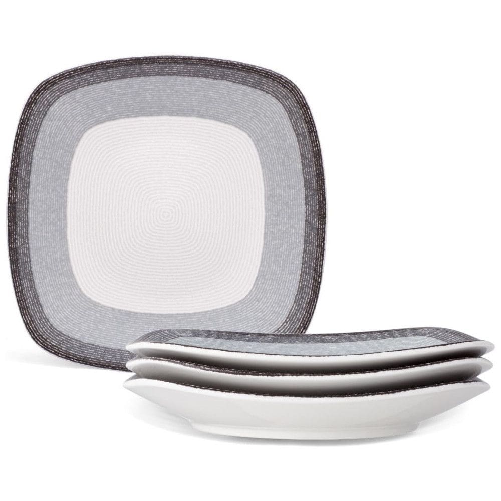 Conjunto de Pratos para Salada e Sobremesa com 4 Peças, Formato Quadrado, Material de Porcelana e Designer Moderno, Noritake G038-588D