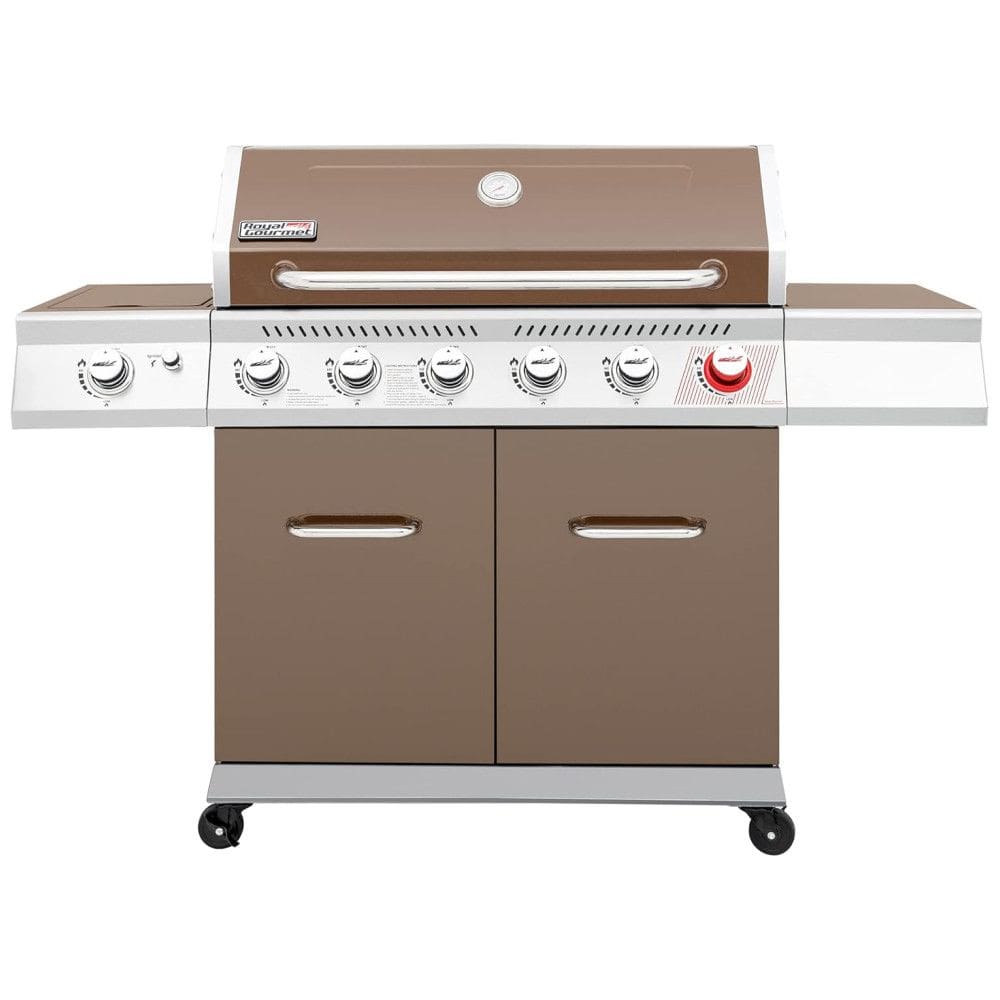 Churrasqueira a Gás 74.000 BTU com 6 Queimadores, 2 Portas e 1 Queimador Lateral em Aço Inoxidável, ROYAL GOURMET GA6402C, Marrom