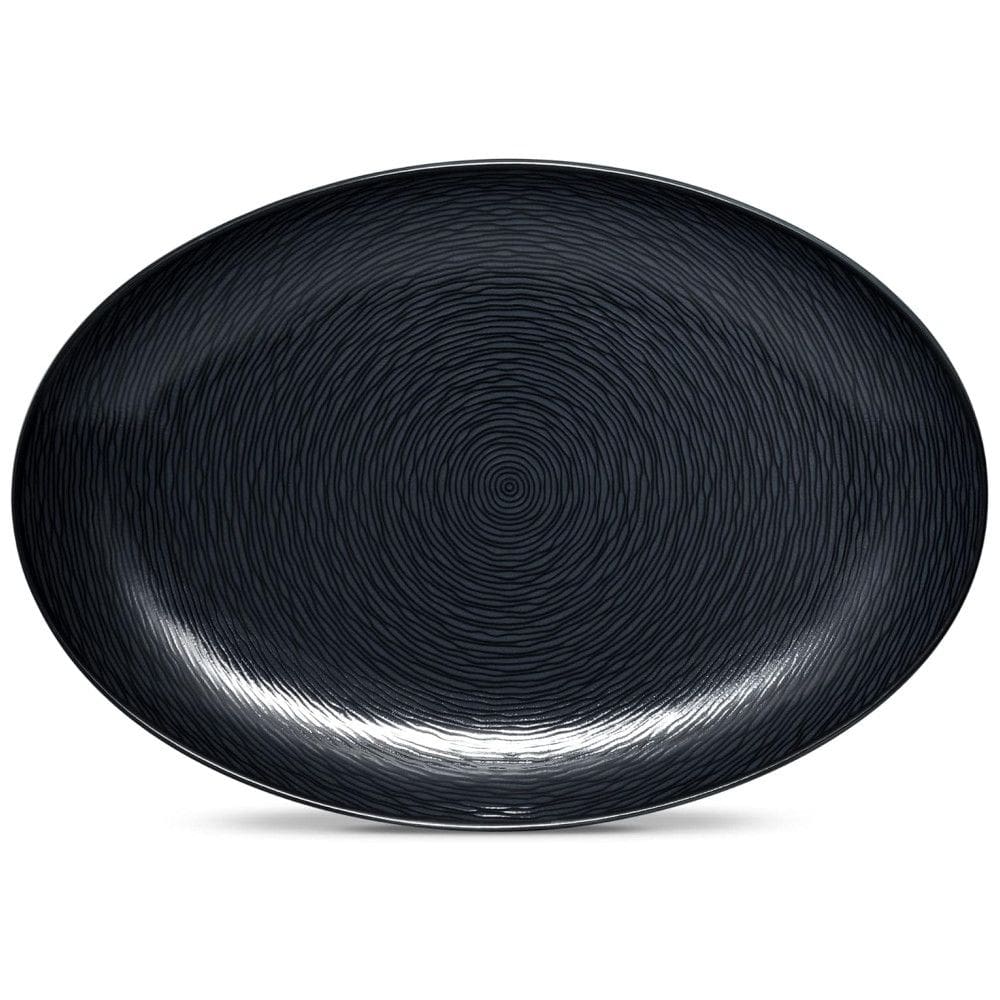 Prato Oval 40 cm em Porcelana, 01 Unidade, Noritake BoB Swirl, Preto