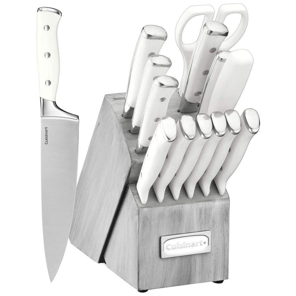 C77WTR 15P Conjunto de Facas em Aço Inoxidável com Bloco de Bancada, 15 Peças, CUISINART, Branco