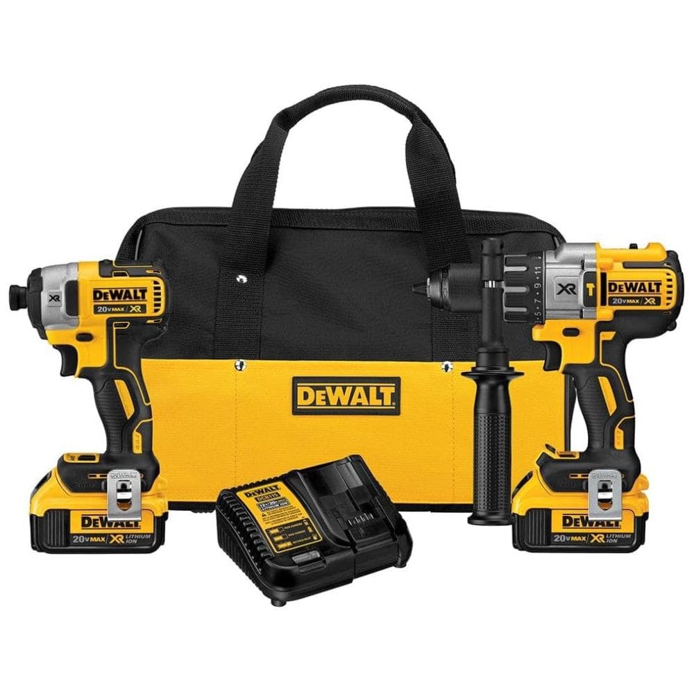 Kit Chave de Impacto DCF887 e Furadeira DCD996 com 2 Baterias, Carregador e Bolsa de Transporte, DEWALT DCK299M2, Amarelo