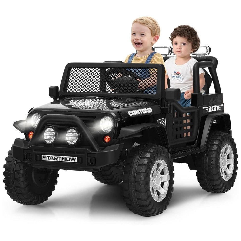 Kids Carro, Carrinho Elétrico Infantil Off Road a Bateria 12V 2 Assentos com 2 Velocidades e MP3, COSTZON, Preto