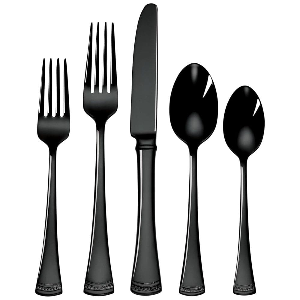 Conjunto de Talheres, Sofisticação e Durabilidade para Sua Casa com 20 Peças e Material de Aço Inoxidável, LENOX 893677, Preto