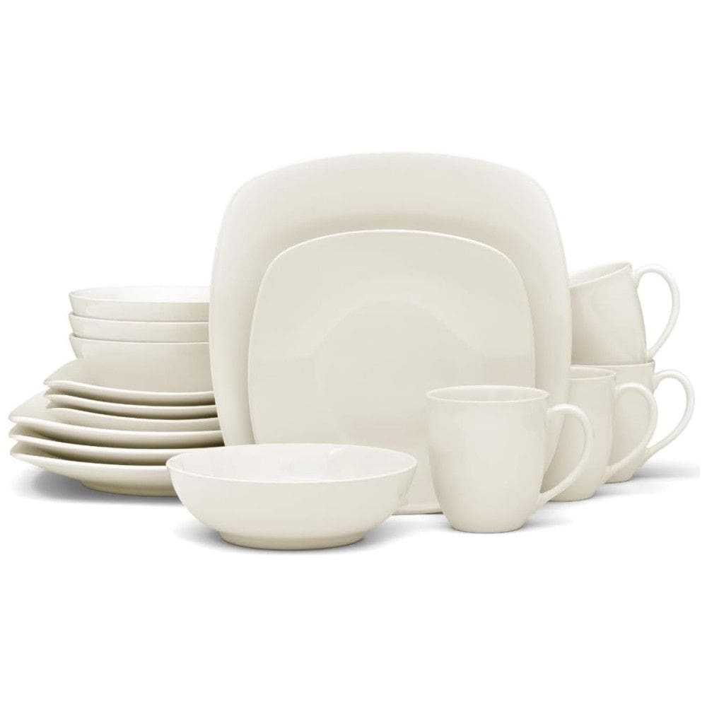Conjunto de Aparelho de Jantar com 16 Peças, Formato Quadrado e Material de Cerâmica, para 4 Pessoas, Noritake, Creme