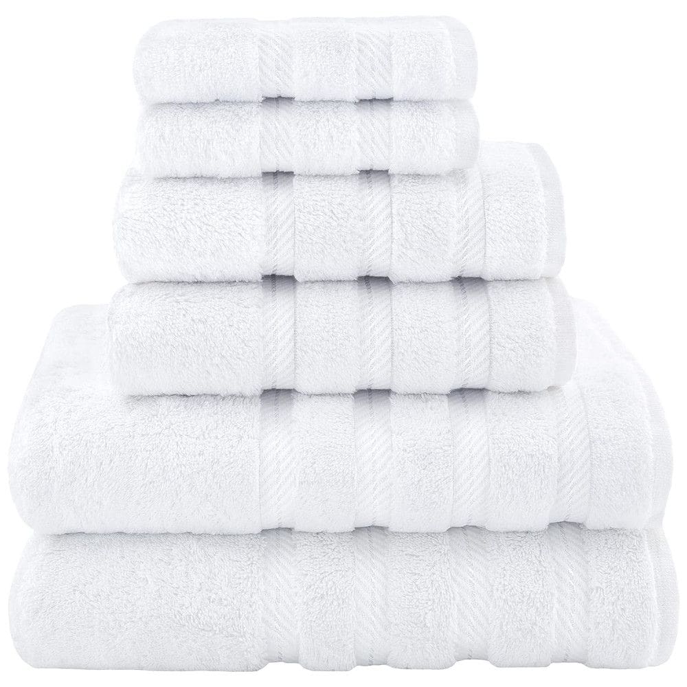 Jogo de Toalhas de Luxo em Linho Macio Americano com 6 Peças e Material 100% Algodão, American Soft Linen, Branca