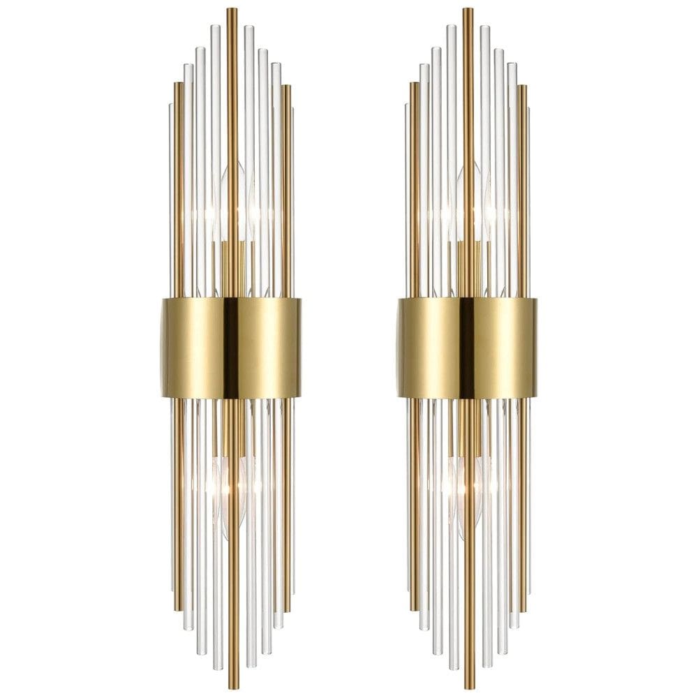 Conjunto de Luminária de Parede em Cristal de Vidro Transparente com 2 Peças, Transmissão de Luz Suave e Uniforme, 110V SHAWNKEY, Dourado