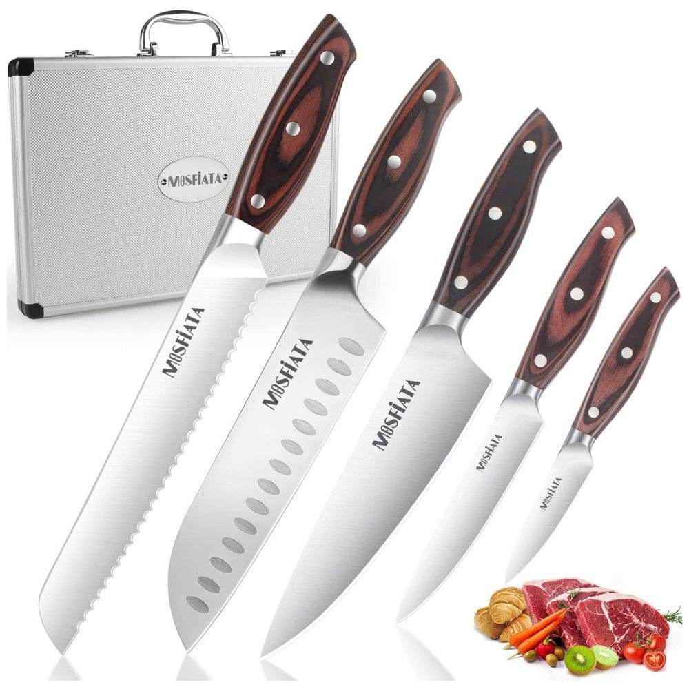 Conjunto de Facas em Aço Inoxidável, 5 Peças, MOSFIATA, Marrom