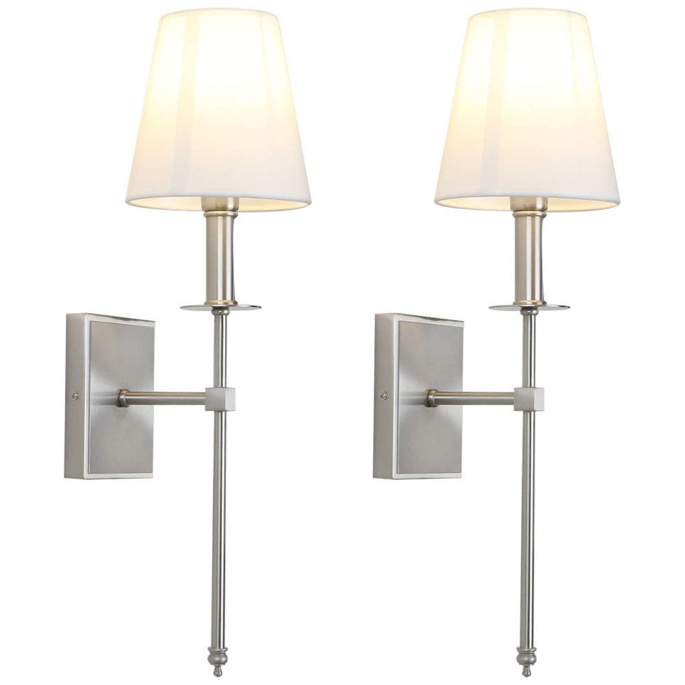 Conjunto de Luminária de Parede com 2 Peças, Estilo Industrial Rústico Clássico e Suporte de Coluna Cônico, 110V, Permo, Prata
