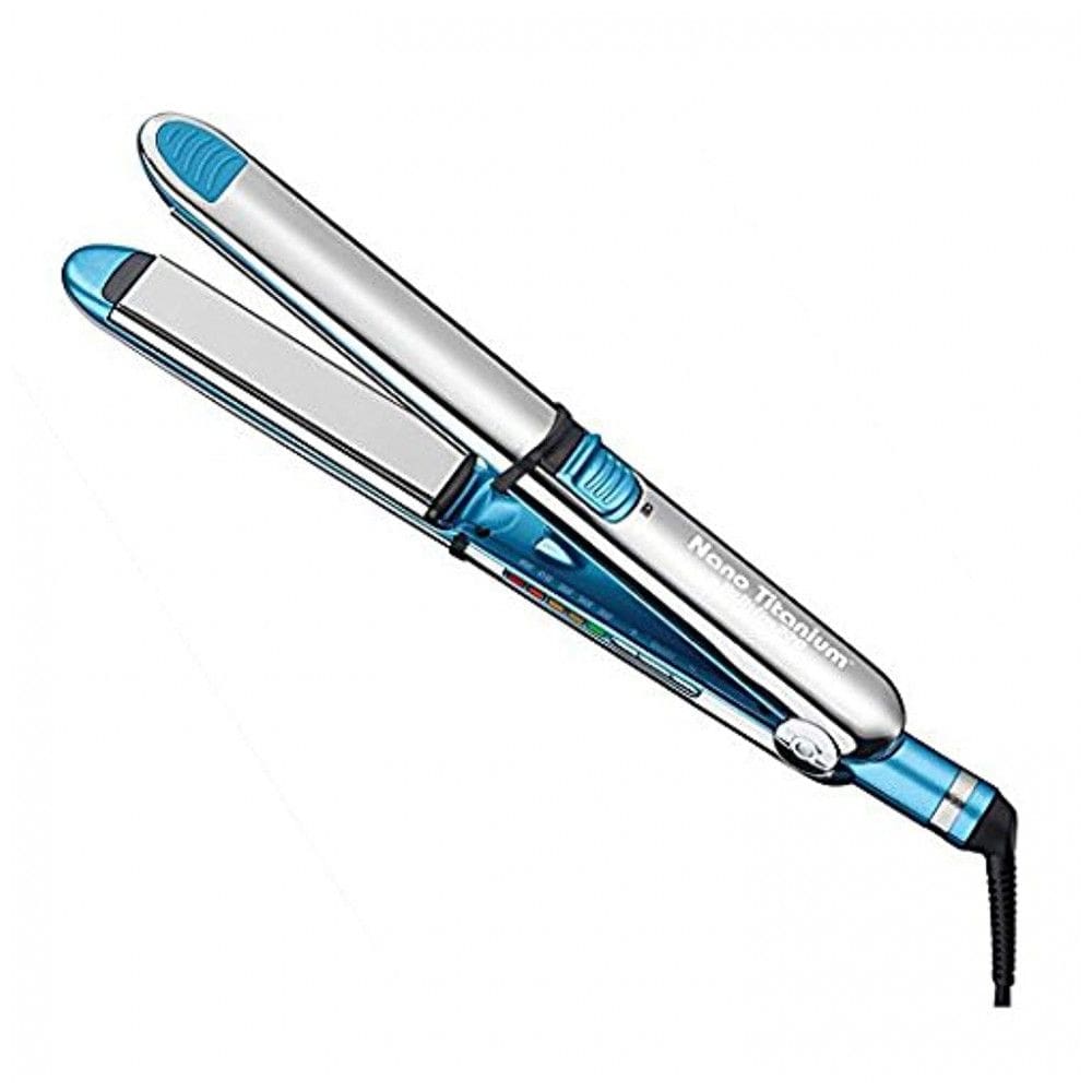 Nano Titanium Chapinha Prancha de Cabelo com tecnologia IonMultiplier e Placas de Titânio, Bivolt, BABYLISSPRO BN100TUC, Prateado